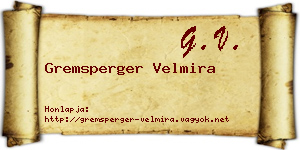 Gremsperger Velmira névjegykártya